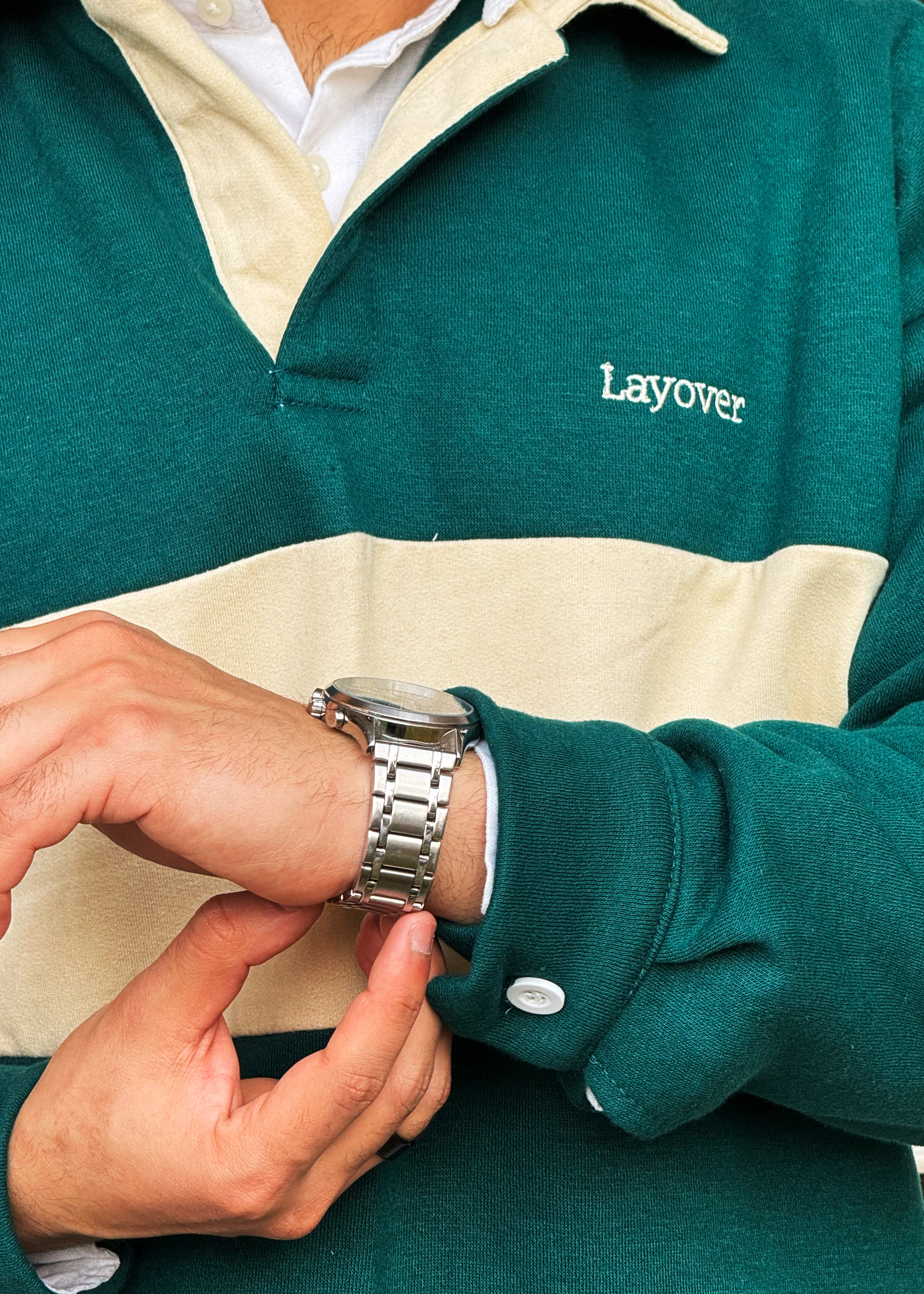 Relaxed Fit Rugby Sweater (Green)