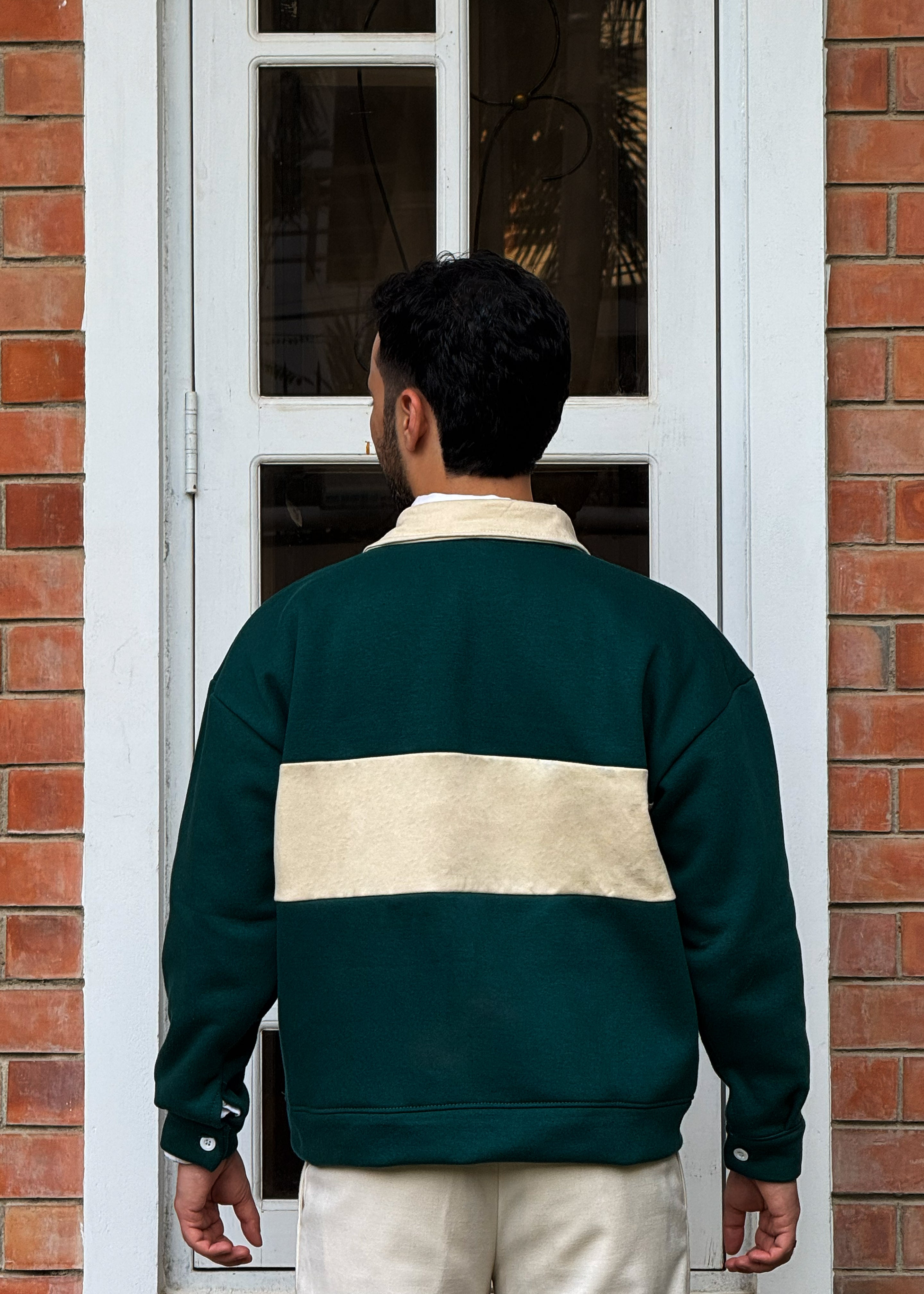Relaxed Fit Rugby Sweater (Green)