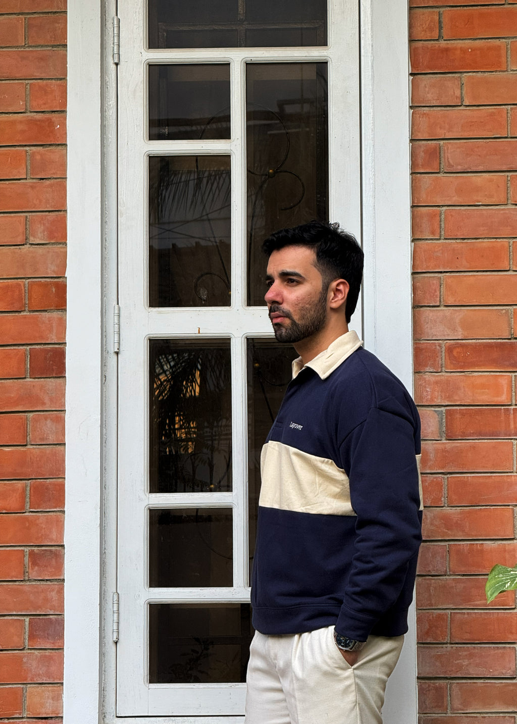 Relaxed Fit Rugby Sweater (Blue)