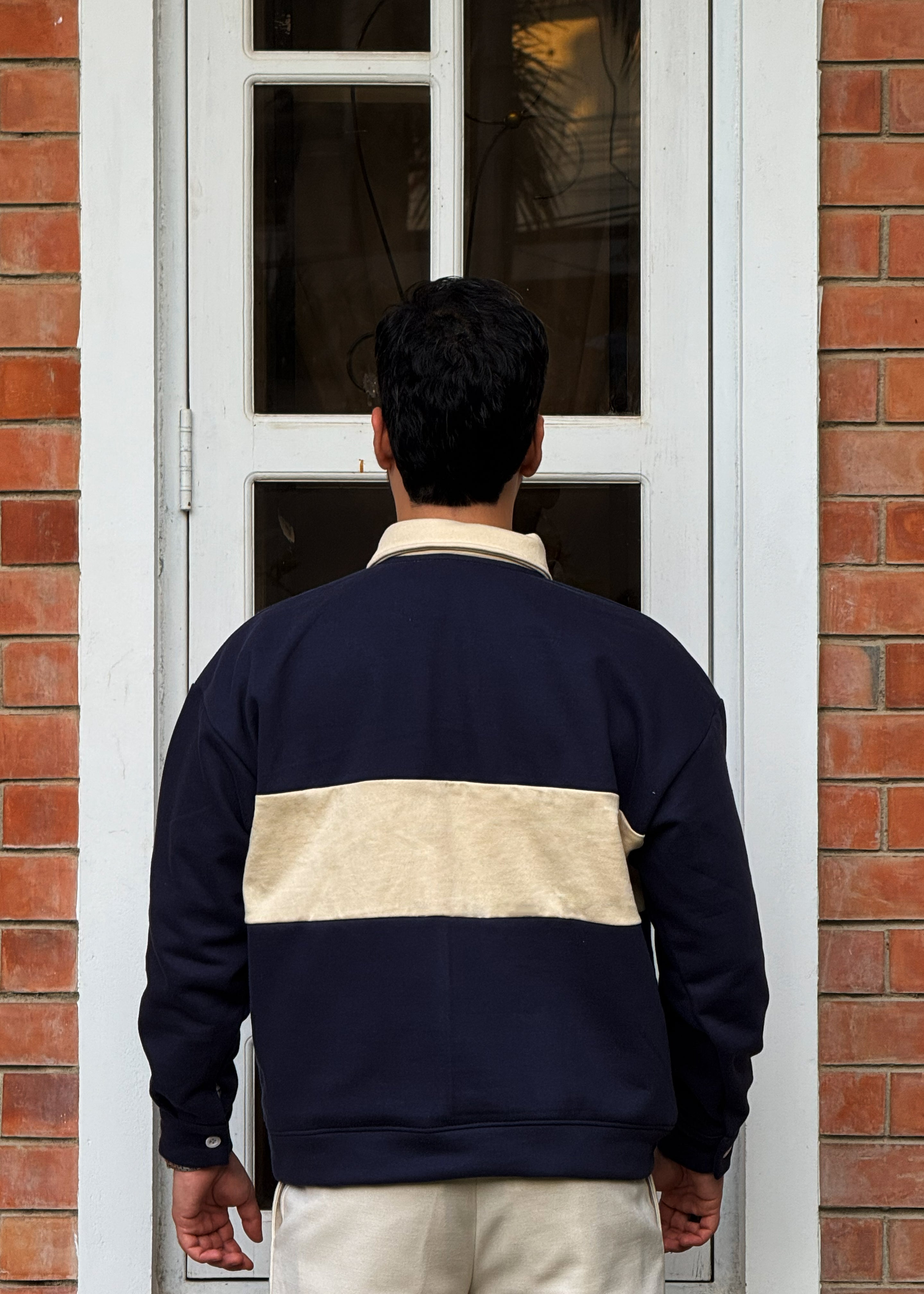 Relaxed Fit Rugby Sweater (Blue)