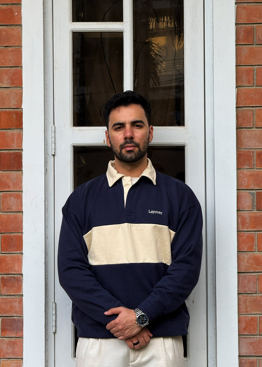 Relaxed Fit Rugby Sweater (Blue)