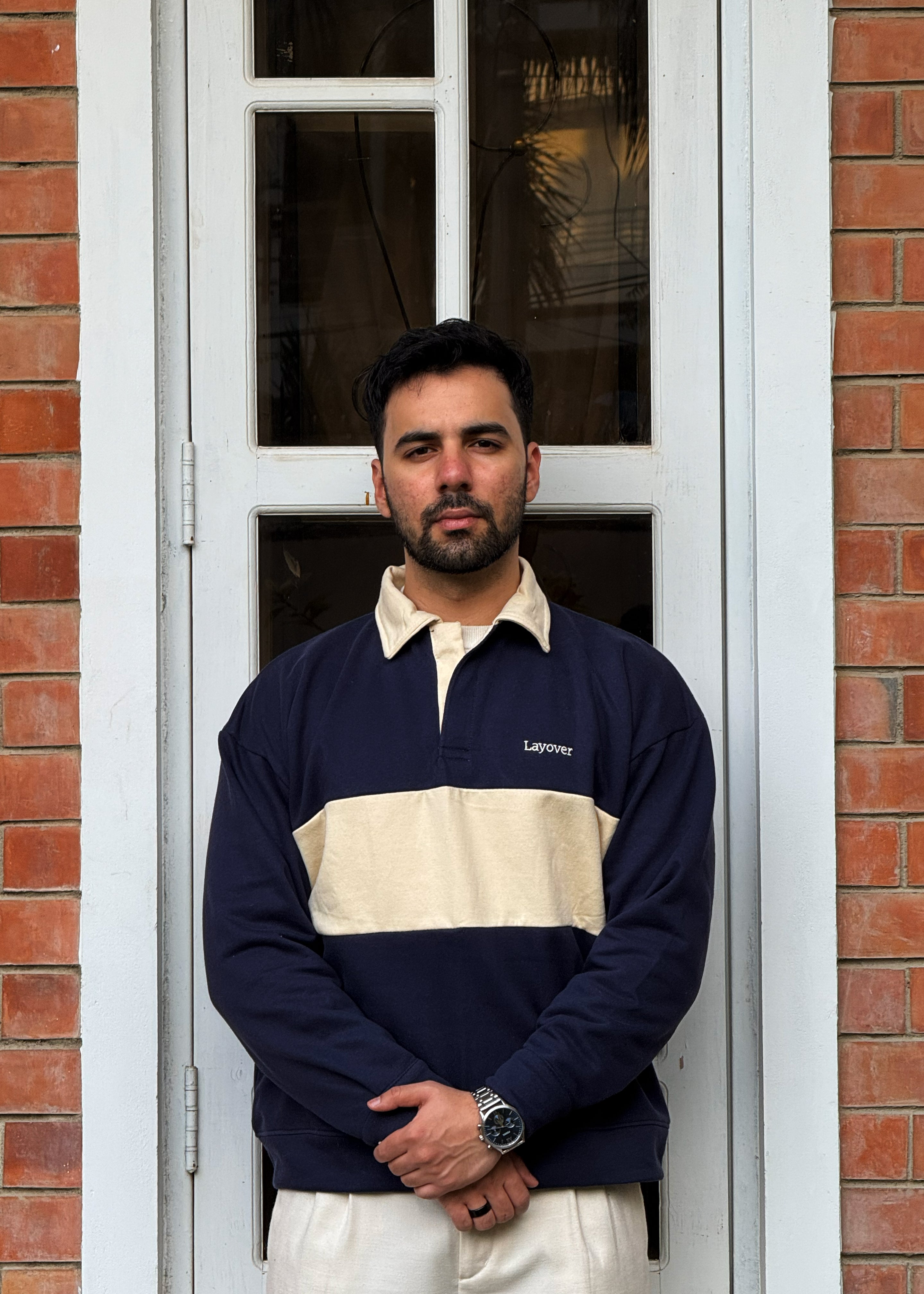 Relaxed Fit Rugby Sweater (Blue)