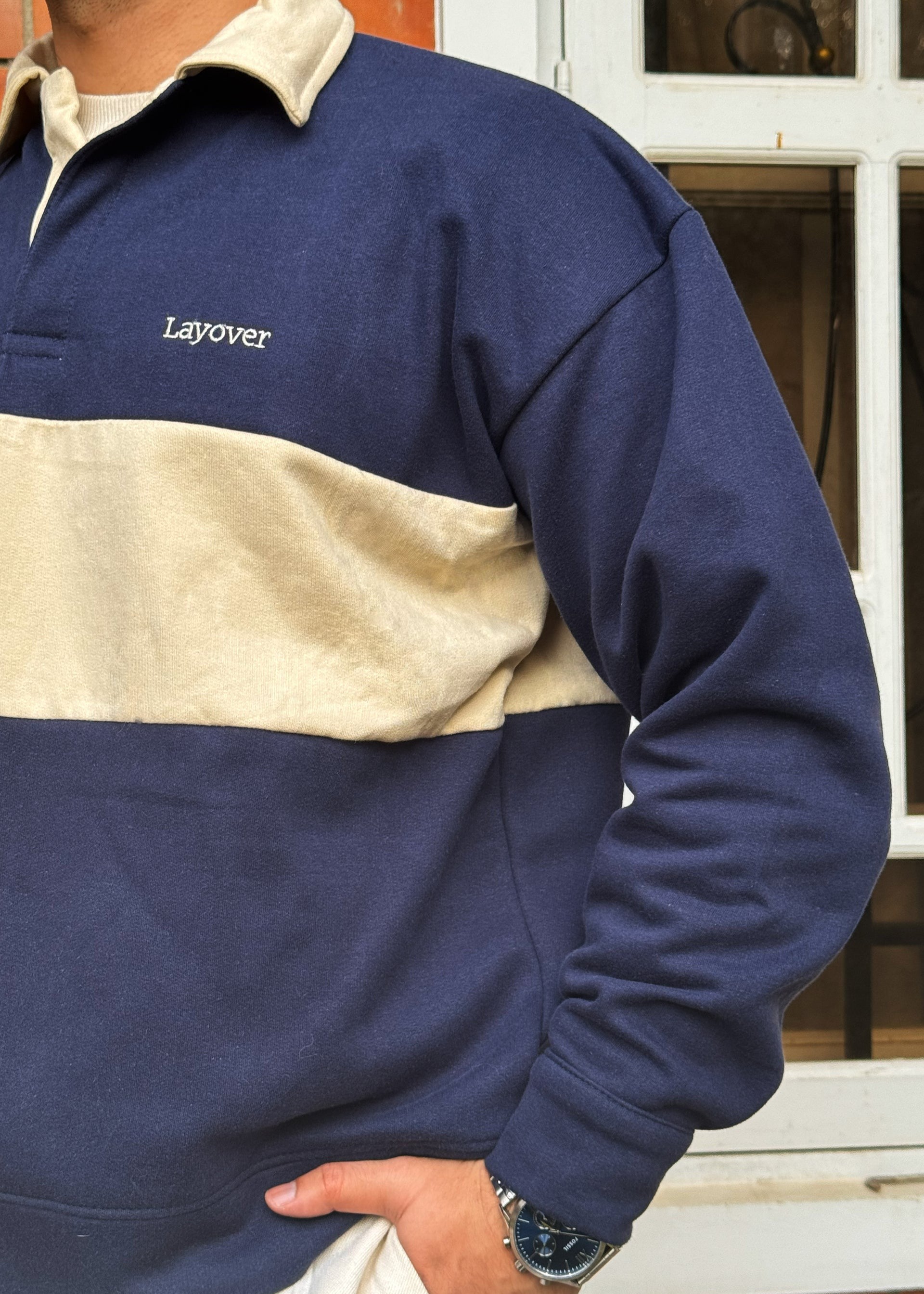 Relaxed Fit Rugby Sweater (Blue)